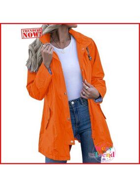 Waterproof Striped Lined Hooded Raincoat Lightweight Windbreaker